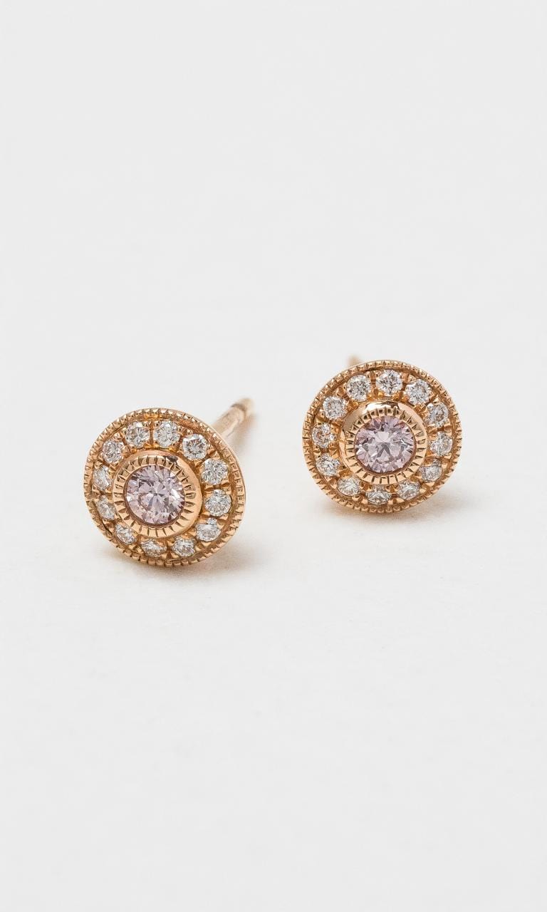 2024 © Hogans Family Jewellers 18K RG Pink & White Diamond Halo Stud Earrings