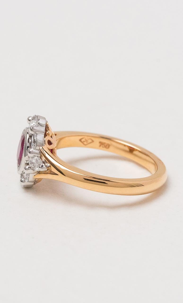 2024 © Hogans Family Jewellers 18K RWG Burmese Ruby Cluster Dress Ring