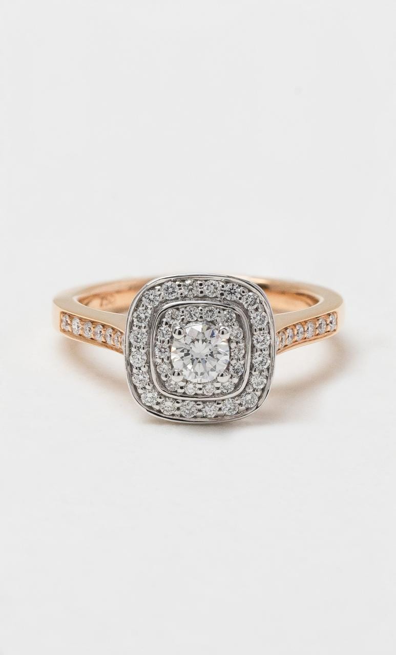 2024 © Hogans Family Jewellers 18K RWG Diamond Halo Ring