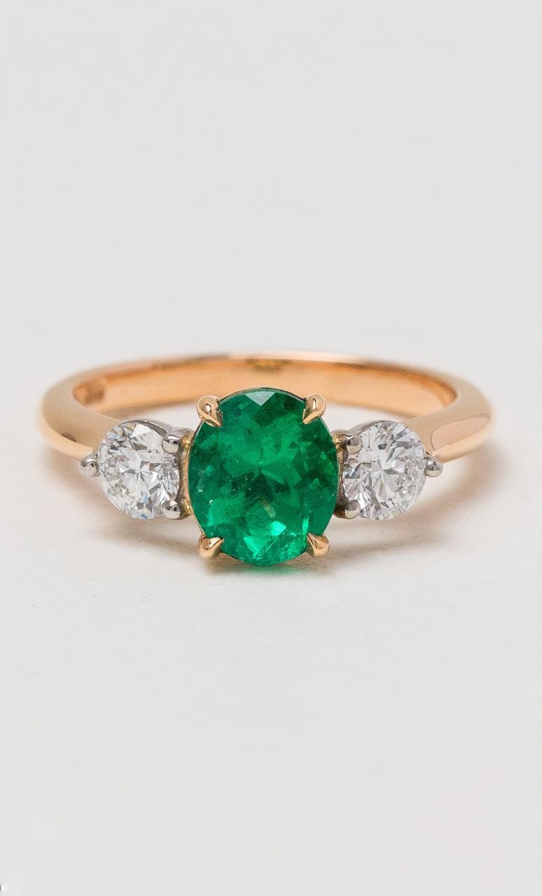 2024 © Hogans Family Jewellers 18K RWG Oval Columbian Emerald Ring