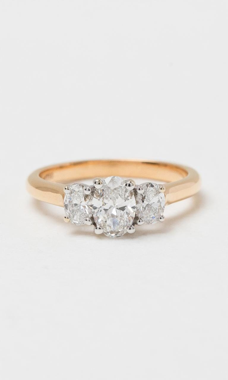 2024 © Hogans Family Jewellers 18K RWG Oval Cut Diamond Trilogy Ring