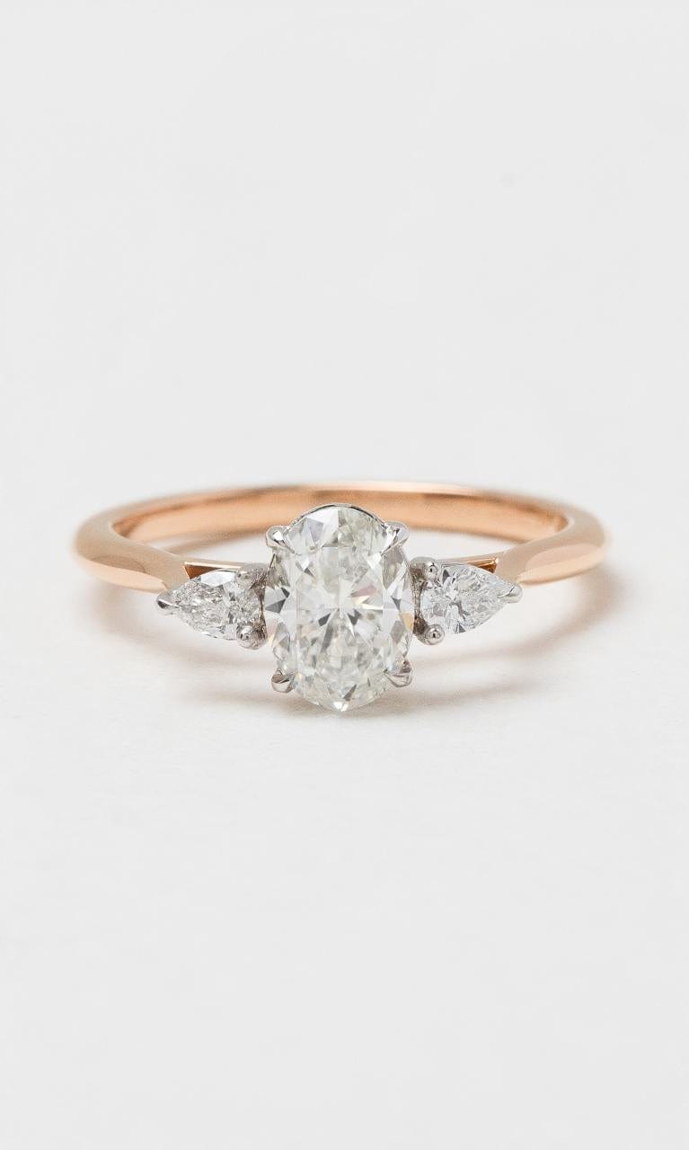 2024 © Hogans Family Jewellers 18K RWG Oval Trilogy Diamond Ring