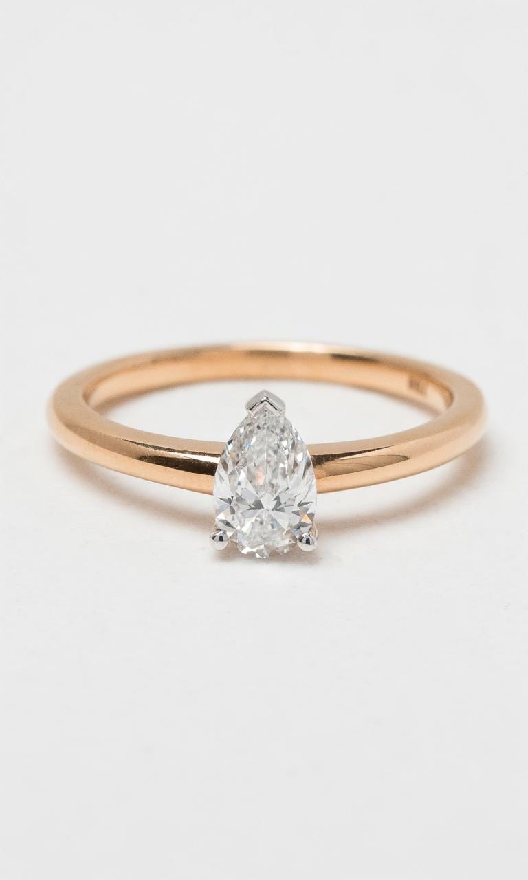 2024 © Hogans Family Jewellers 18K RWG Pear Diamond Solitaire Ring