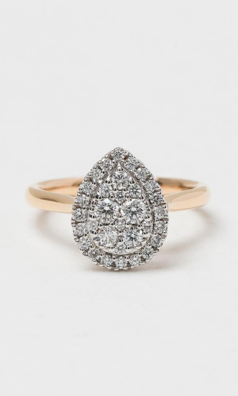 2024 © Hogans Family Jewellers 18K RWG Pear Shaped Cluster Ring
