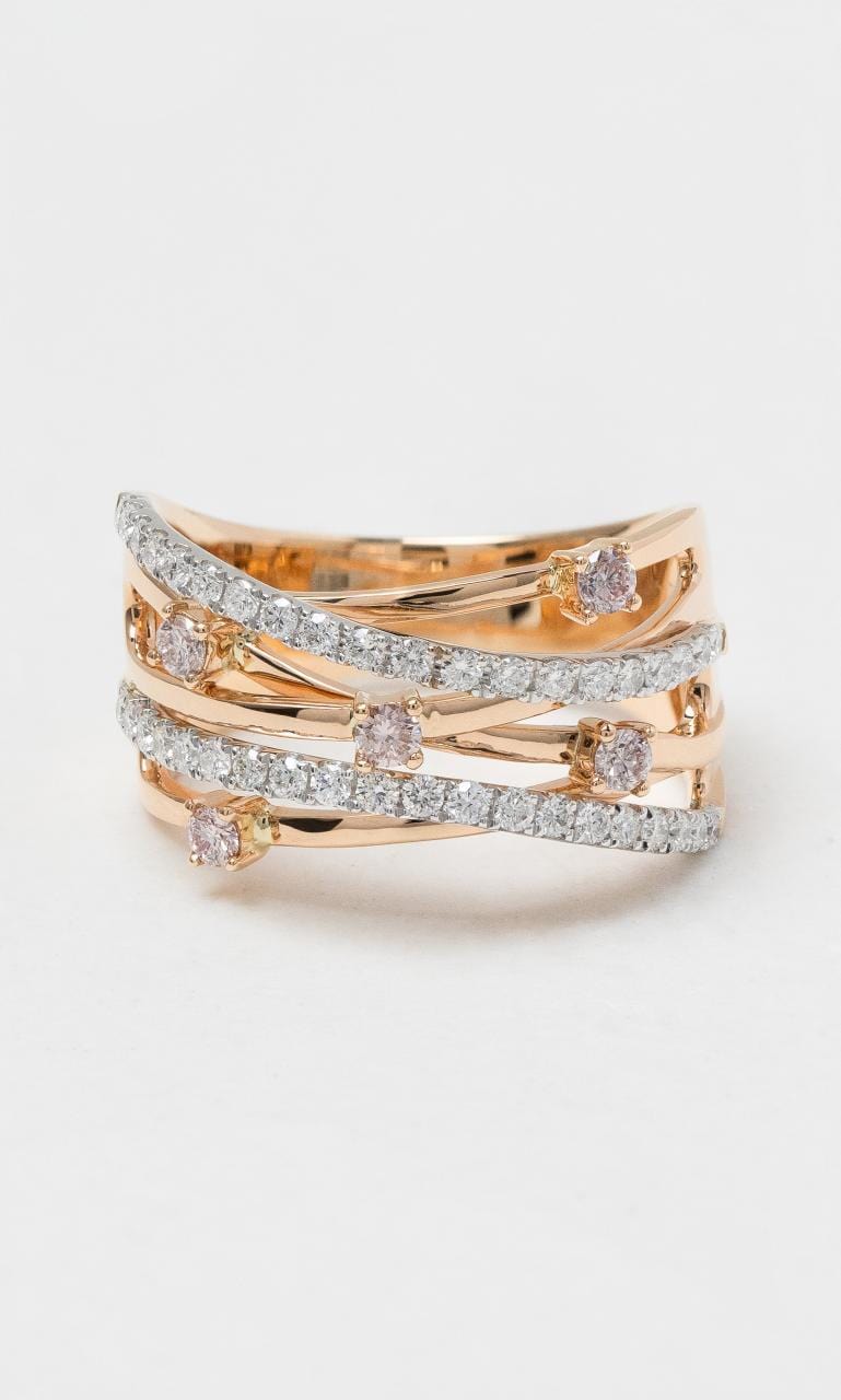 2024 © Hogans Family Jewellers 18K RWG Pink & White Diamond Wide Dress Ring