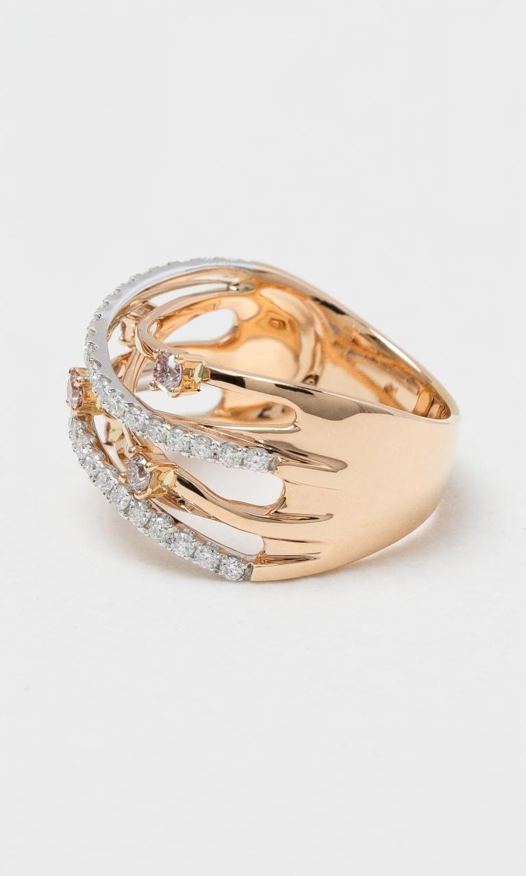 2024 © Hogans Family Jewellers 18K RWG Pink & White Diamond Wide Dress Ring