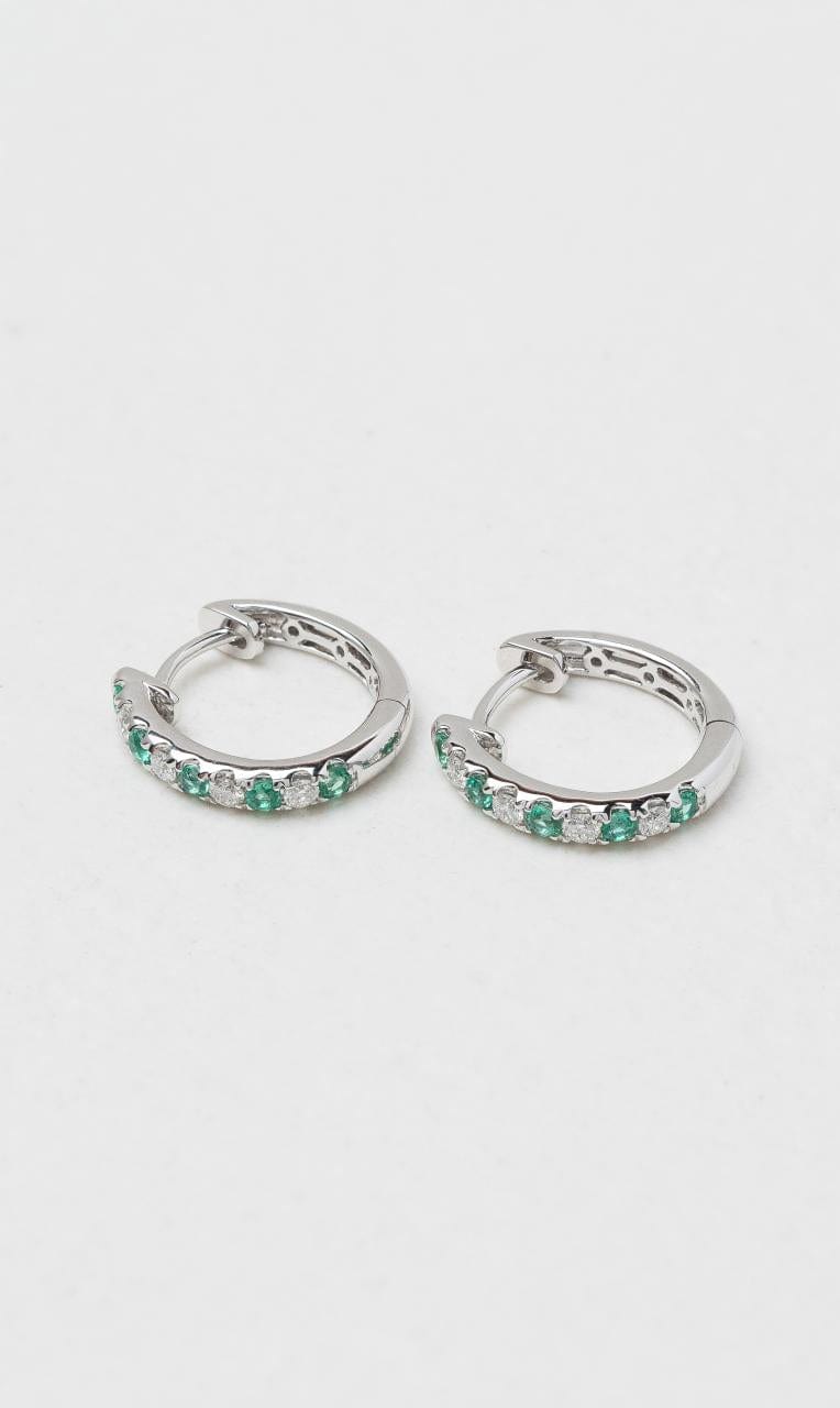 2024 © Hogans Family Jewellers 18K WG Emerald & Diamond Huggie Earrings