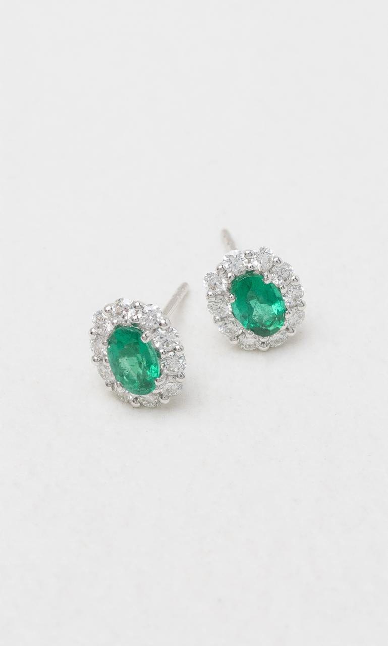 2024 © Hogans Family Jewellers 18K WG Oval Emerald & Diamond Stud Earrings