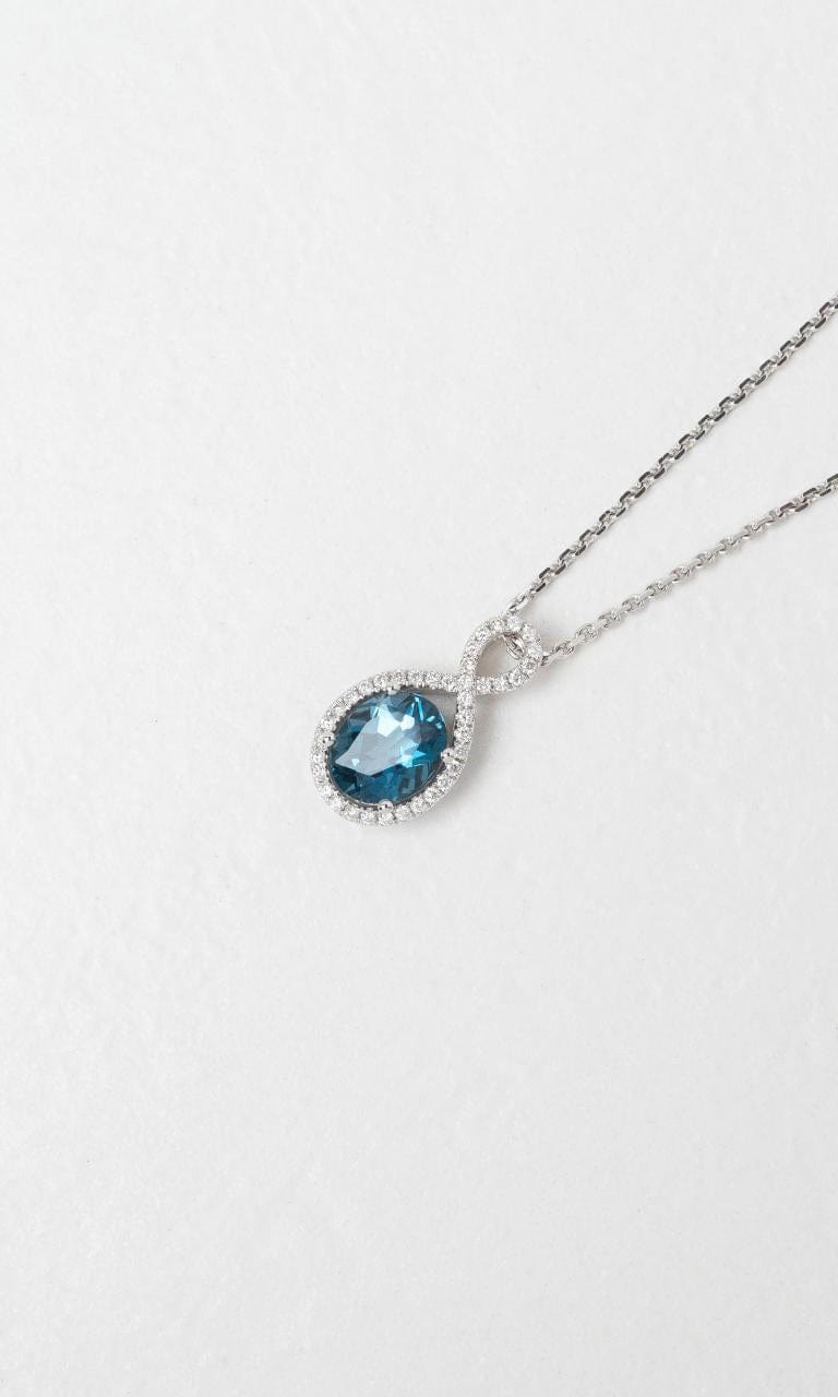 2024 © Hogans Family Jewellers 18K WG Oval London Blue Topaz & Diamond Pendant