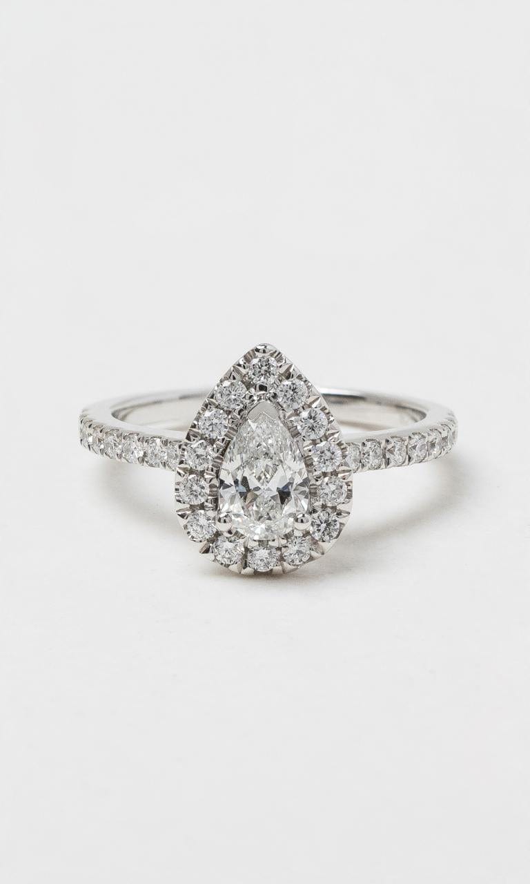 2024 © Hogans Family Jewellers 18K WG Pear Cut Diamond Halo Ring