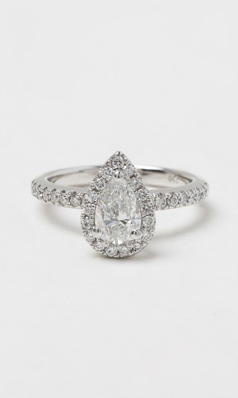 2024 © Hogans Family Jewellers 18K WG Pear Cut Diamond Halo Ring
