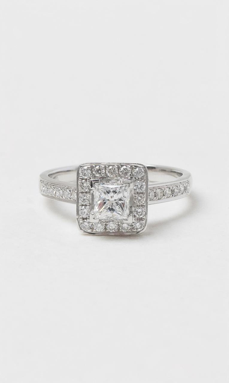 2024 © Hogans Family Jewellers 18K WG Princess Cut Diamond Halo Ring
