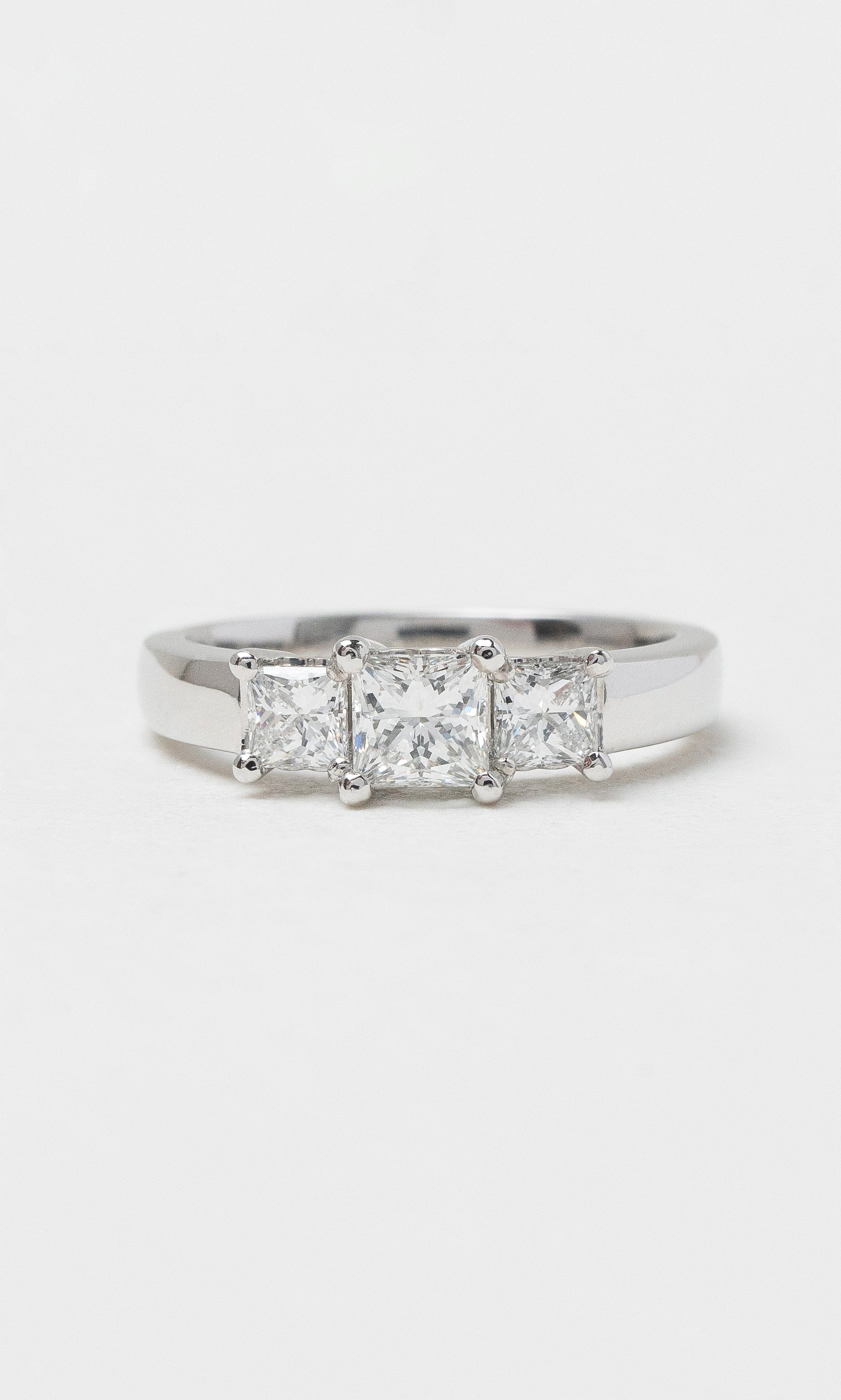 2024 © Hogans Family Jewellers 18K WG Princess Cut Diamond Trilogy Ring