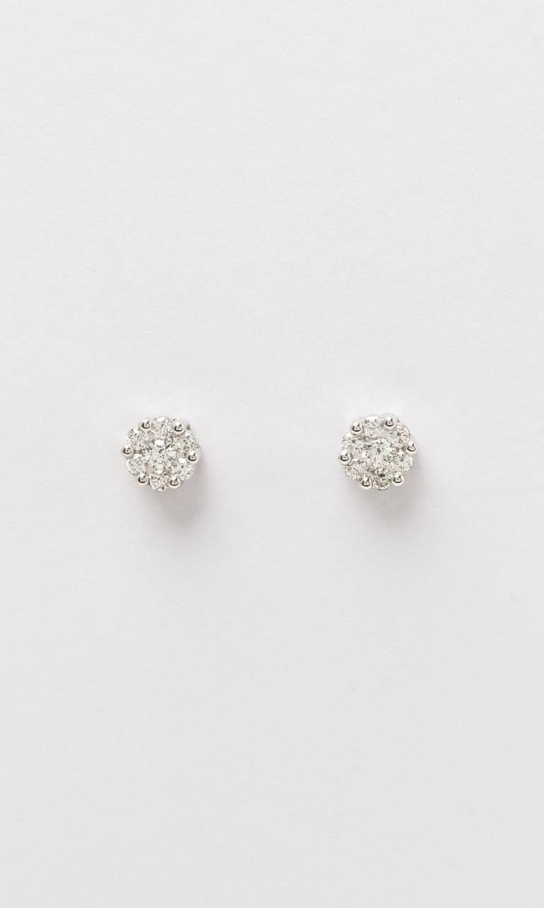18K WG 0.21ct TDW Diamond Set Cluster Bezel Set Stud Earrings
