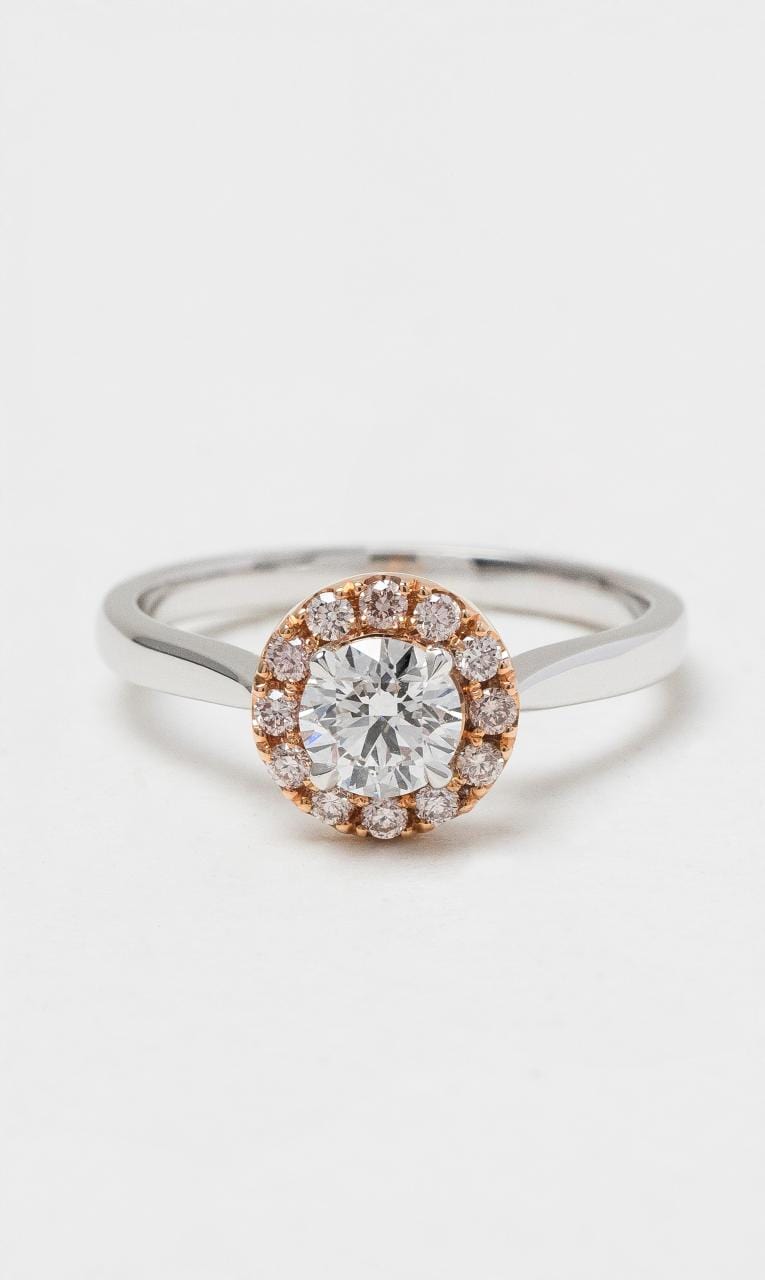 2024 © Hogans Family Jewellers 18K WG Round Brilliant White & Argyle Pink Diamond Halo Ring