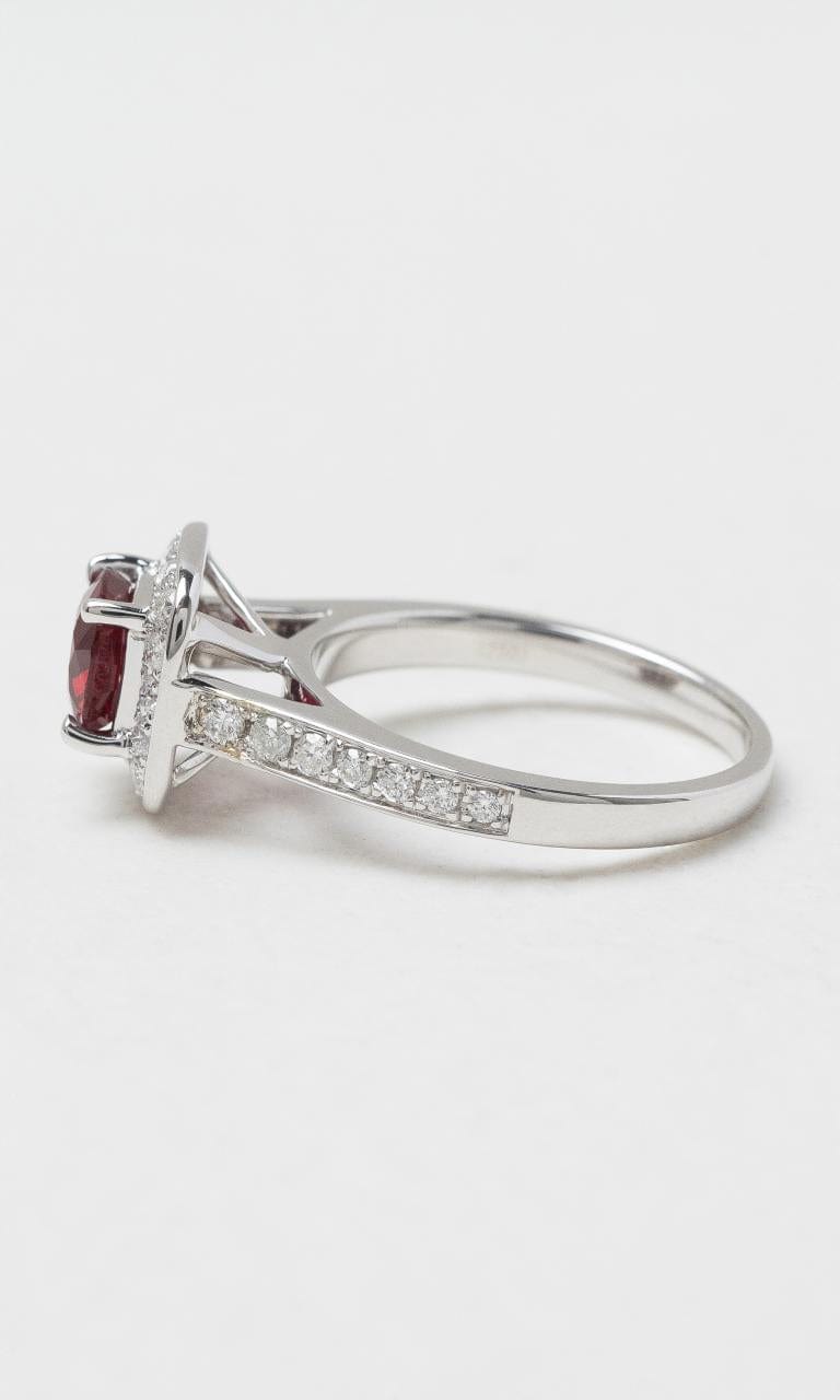 2024 © Hogans Family Jewellers 18K WG Ruby & Diamond Halo Style Ring