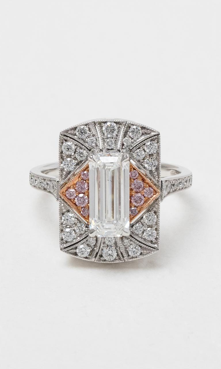 2024 © Hogans Family Jewellers 18K WRG Argyle Pink & White Diamond Art Deco Ring