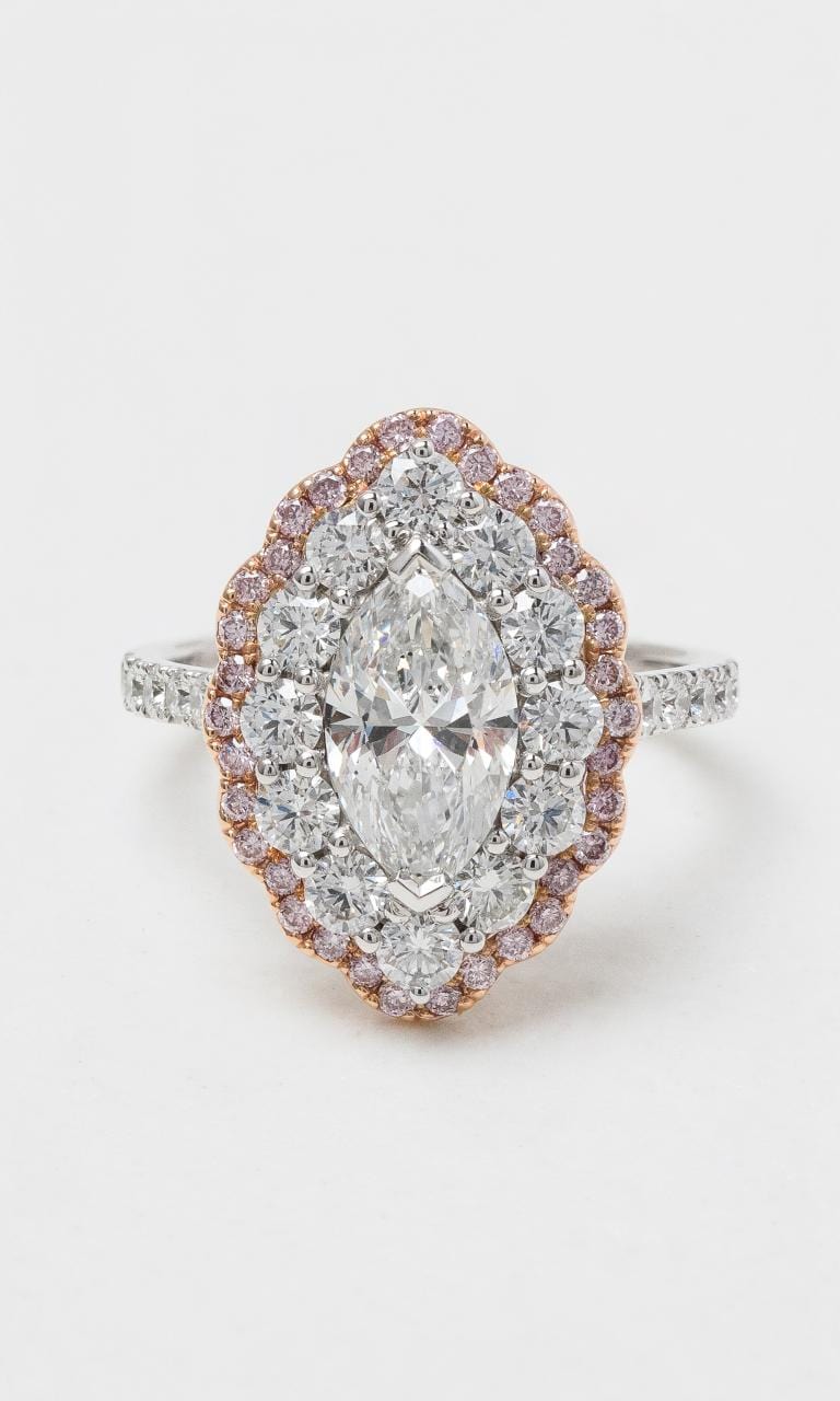 2024 © Hogans Family Jewellers 18K WRG Argyle Pink & White Marquise Diamond Ring