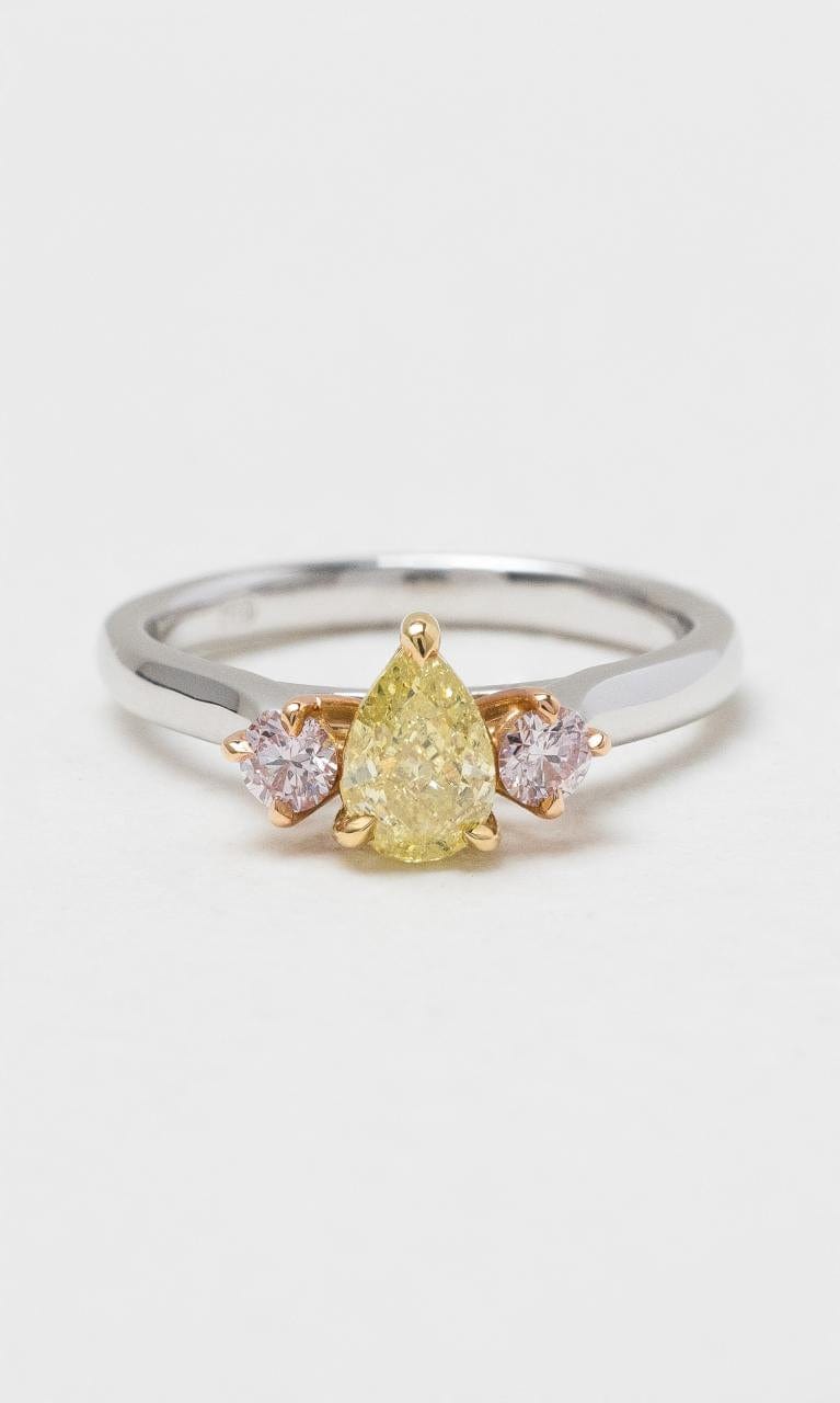 2024 © Hogans Family Jewellers 18K WRG Argyle Yellow & Pink Diamond Trilogy Ring
