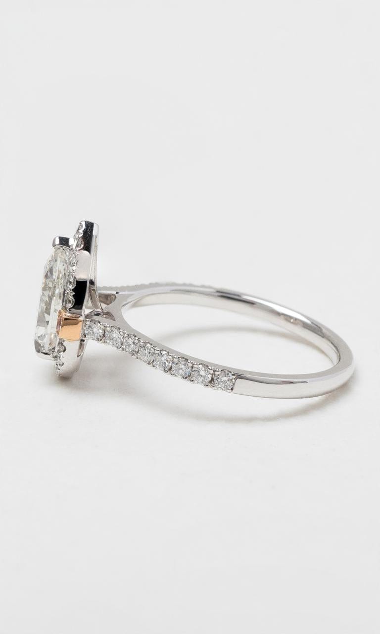 2024 © Hogans Family Jewellers 18K WRG Pear Cut Diamond Halo Ring