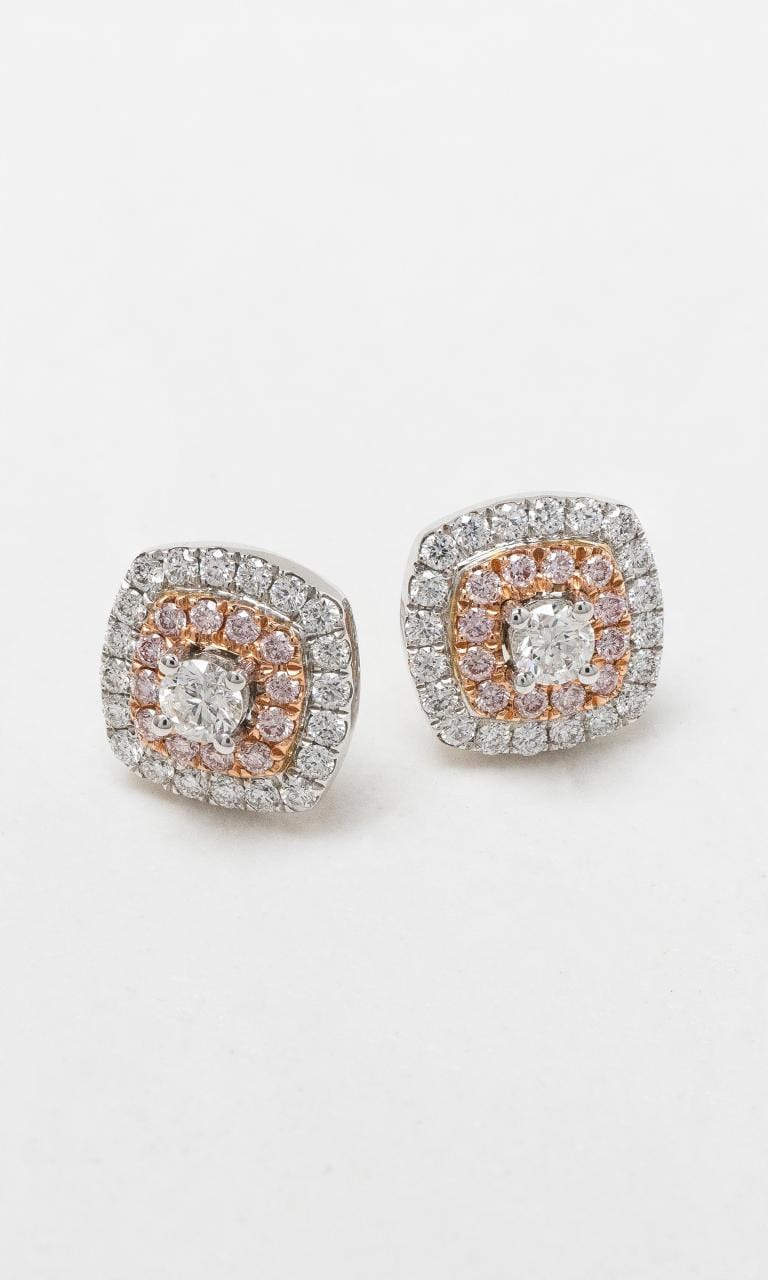 2024 © Hogans Family Jewellers 18K WRG Pink & White Diamond Cluster Stud Earrings