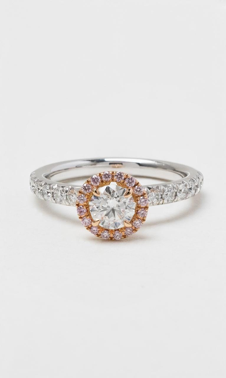 2024 © Hogans Family Jewellers 18K WRG Pink & White Diamond Halo Ring