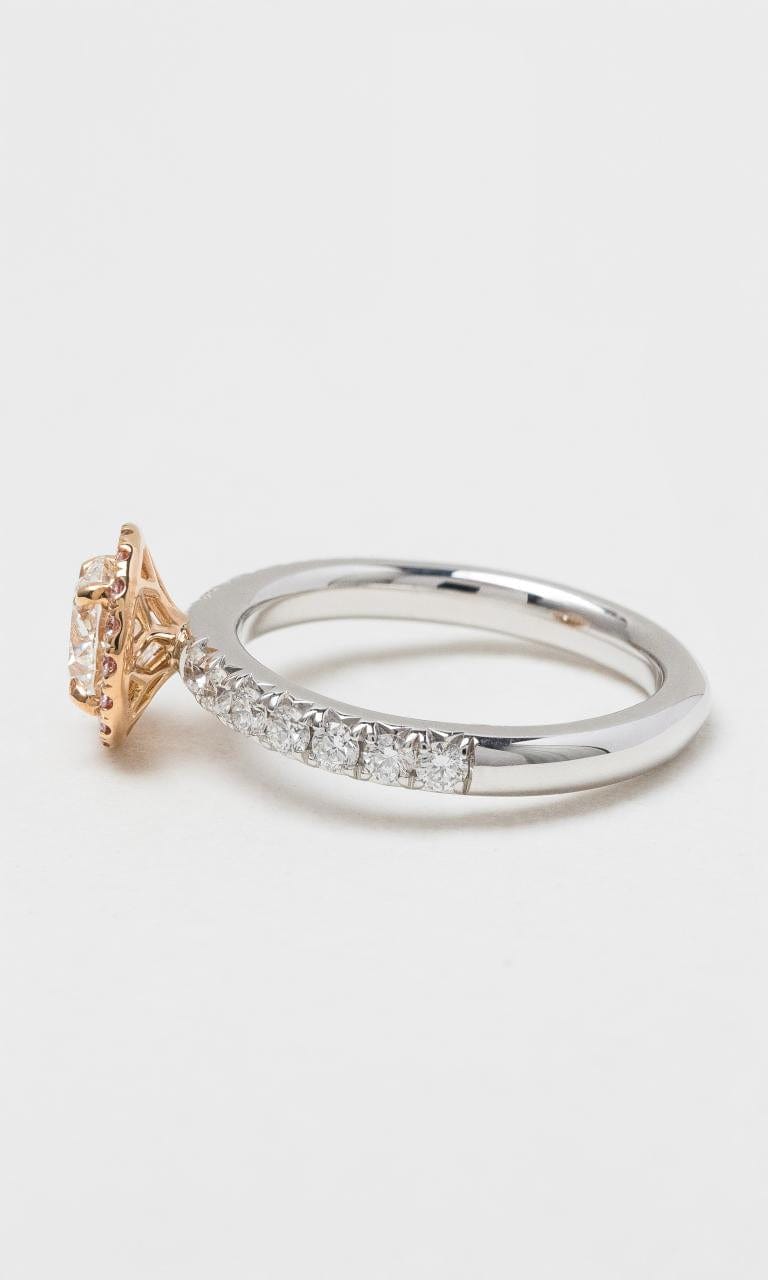 2024 © Hogans Family Jewellers 18K WRG Round Brilliant White & Pink Diamond Halo Ring