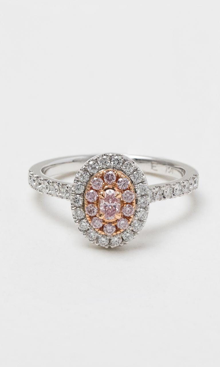 2024 © Hogans Family Jewellers 18K WRG White and Argyle Pink Diamond Halo Ring