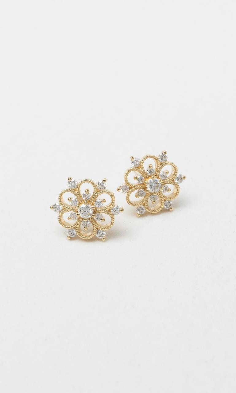 2024 © Hogans Family Jewellers 18K YG 0.54ct TDW White Diamond Floral Stud Earrings
