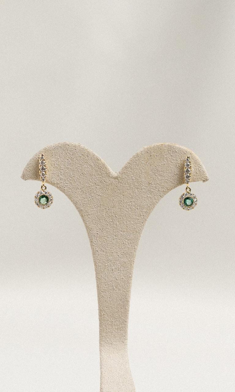 2024 © Hogans Family Jewellers 18K YG Emerald & Diamond Drop Earrings