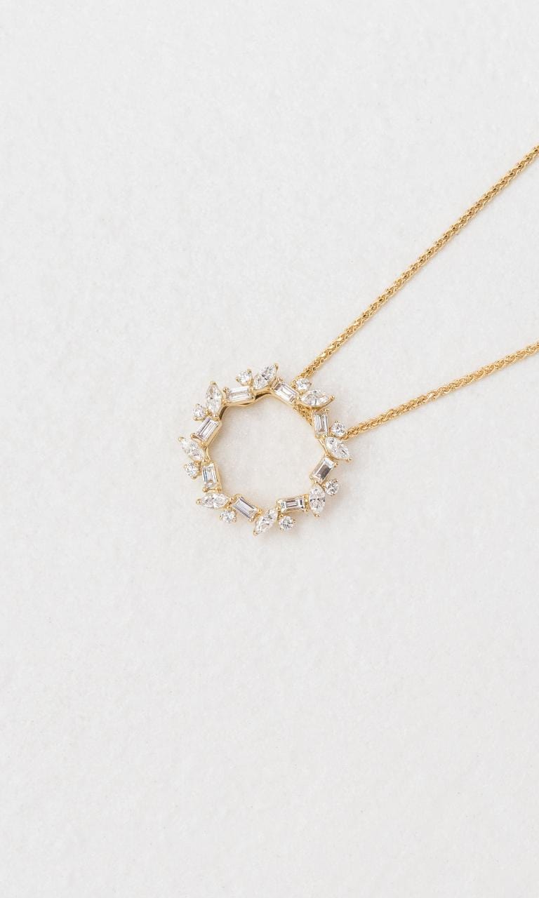 2024 © Hogans Family Jewellers 18K YG Marquise & Baguette Cut Diamond Cluster Pendant
