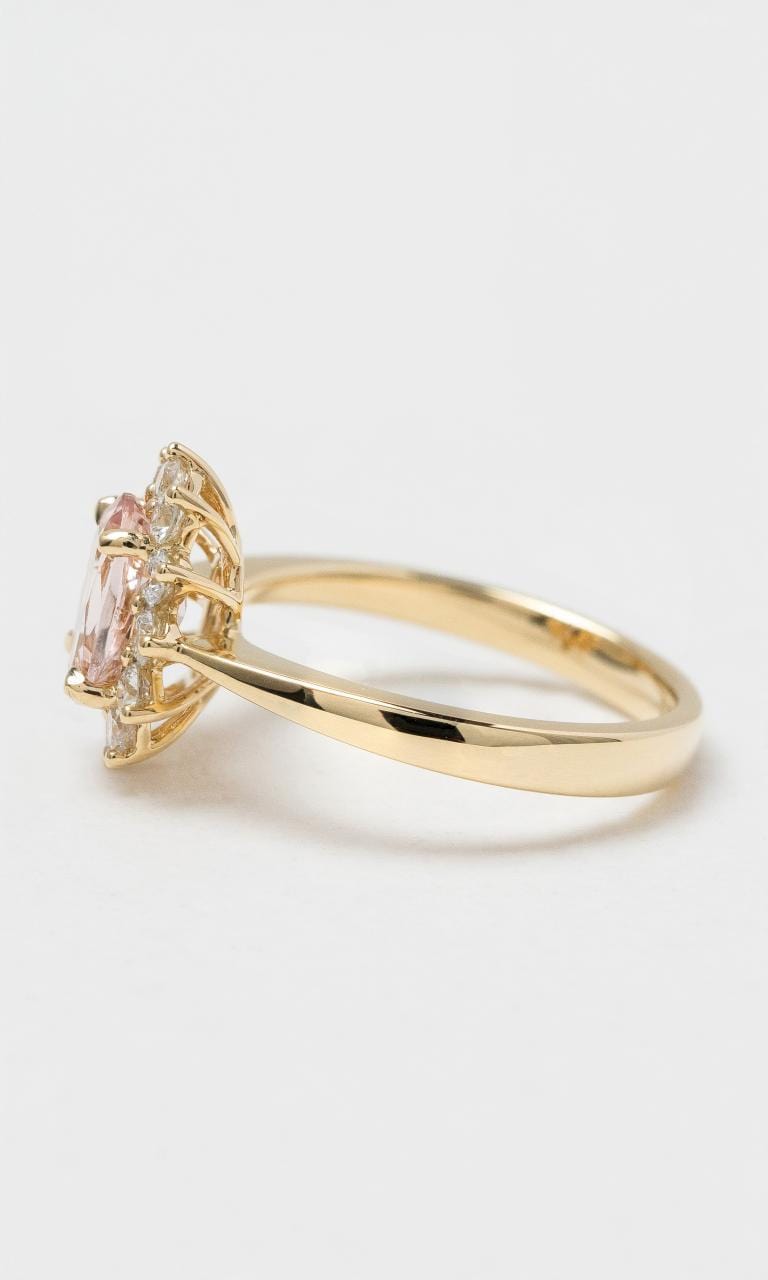 2024 © Hogans Family Jewellers 18K YG Oval Morganite & Diamond Ring