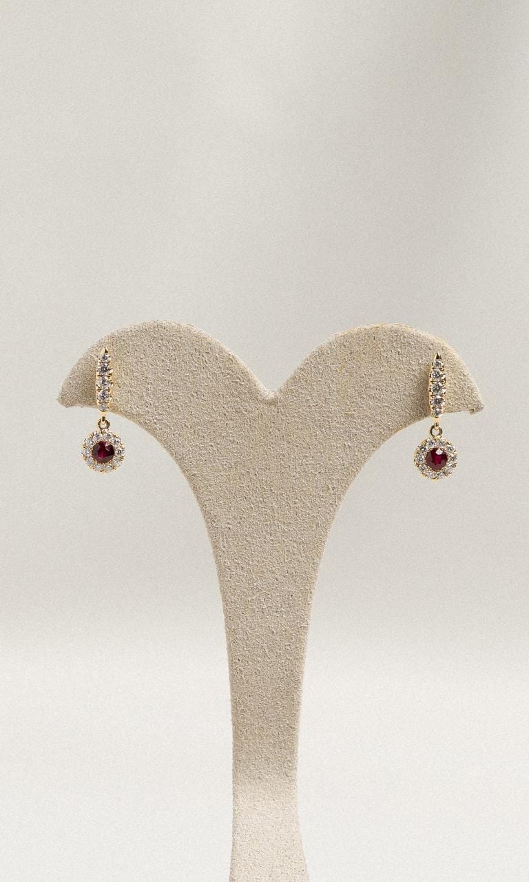 2024 © Hogans Family Jewellers 18K YG Ruby & Diamond Drop Earrings