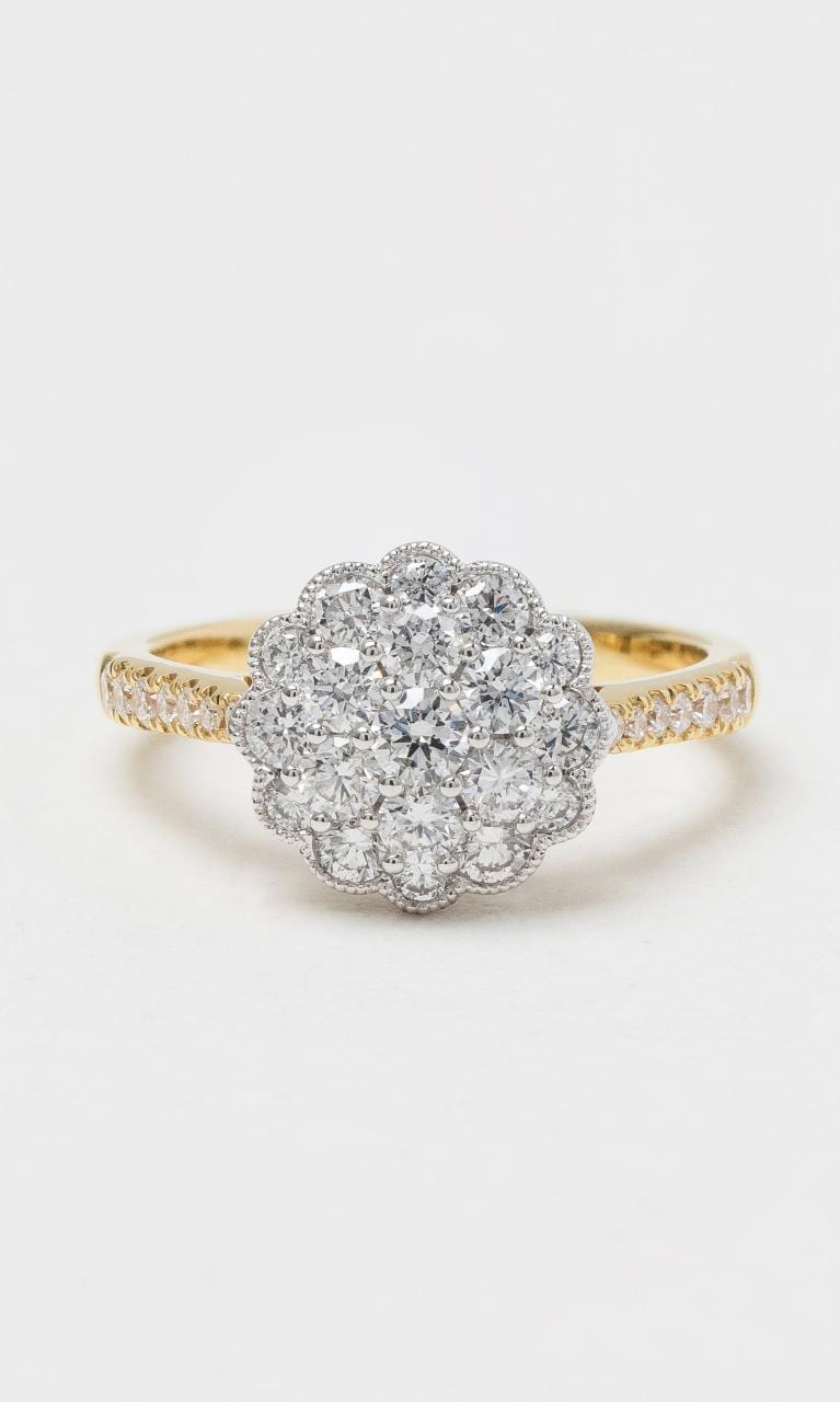 2024 © Hogans Family Jewellers 18K YWG Art Deco Diamond Cluster Ring