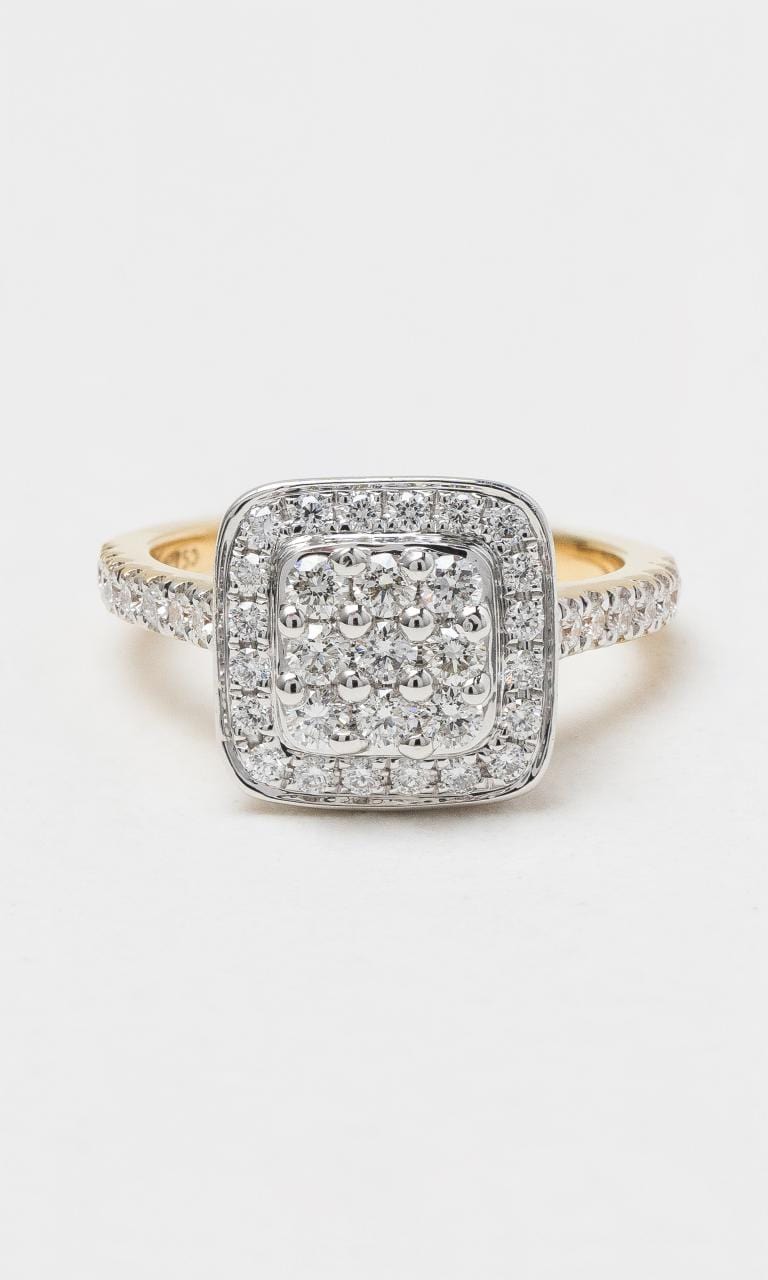 2024 © Hogans Family Jewellers 18K YWG Cushion Shape Diamond Halo Ring