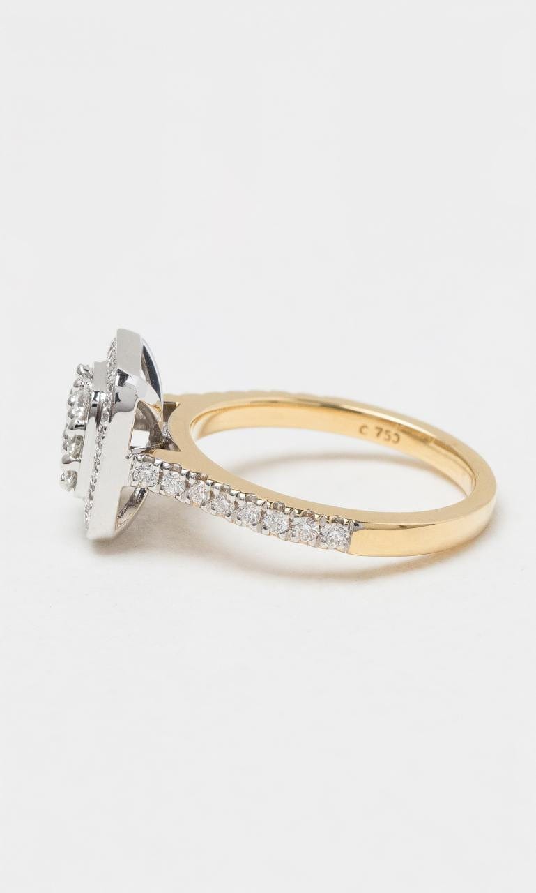 2024 © Hogans Family Jewellers 18K YWG Cushion Shape Diamond Halo Ring