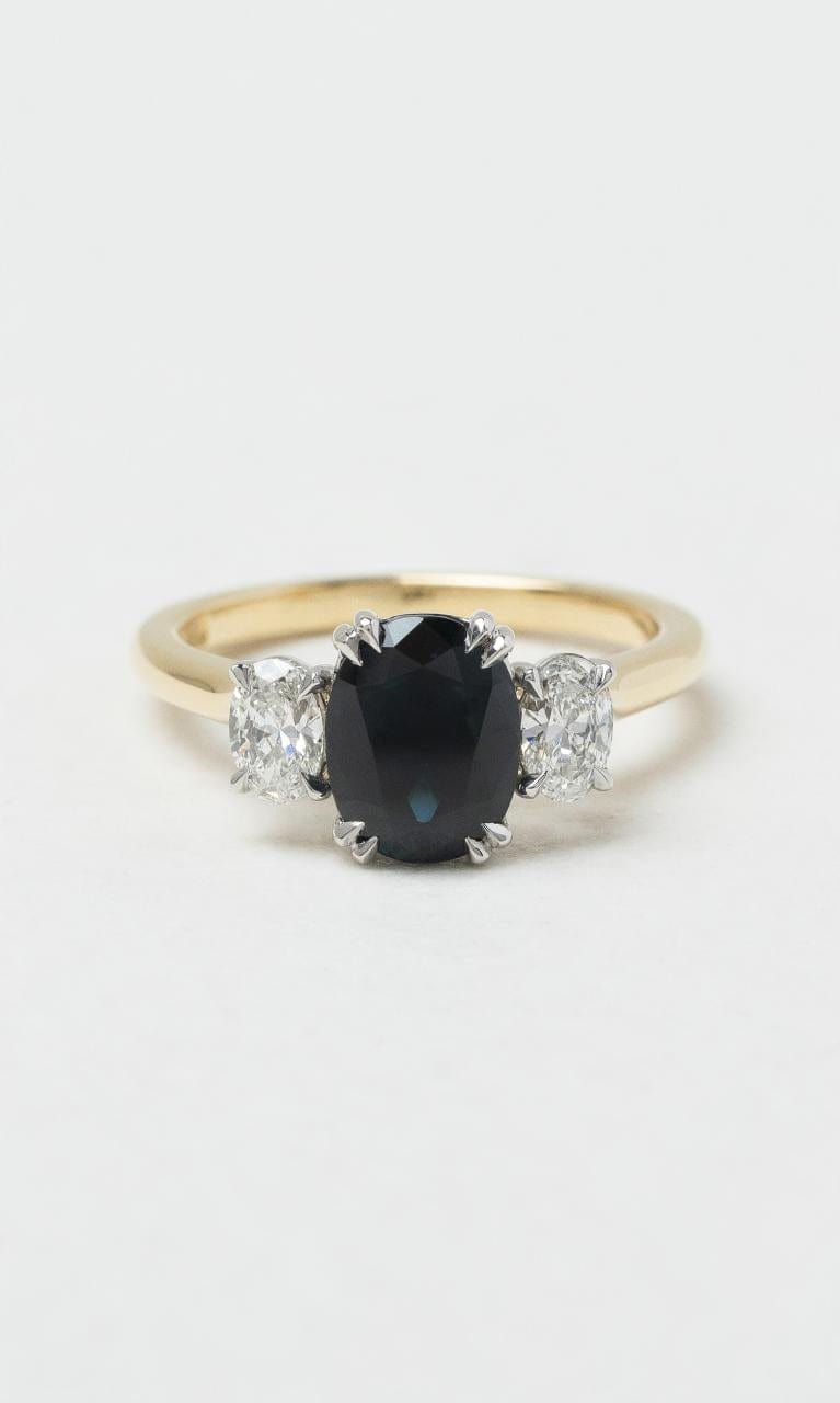 2024 © Hogans Family Jewellers 18K YWG Oval Australian Sapphire & Diamond Ring