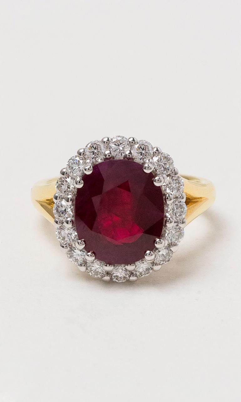 2024 © Hogans Family Jewellers 18K YWG Oval Ruby & Diamond Ring