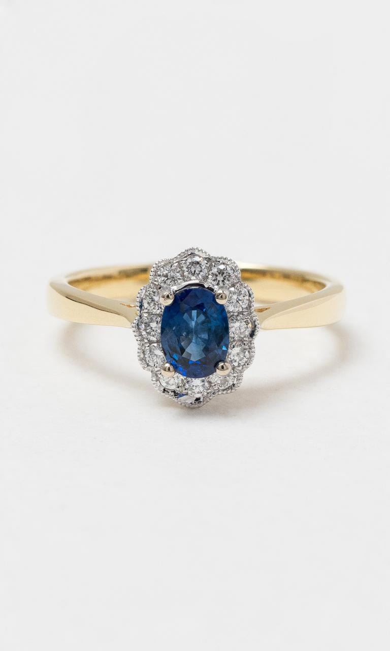 2024 © Hogans Family Jewellers 18K YWG Oval Sapphire & Diamond Ring