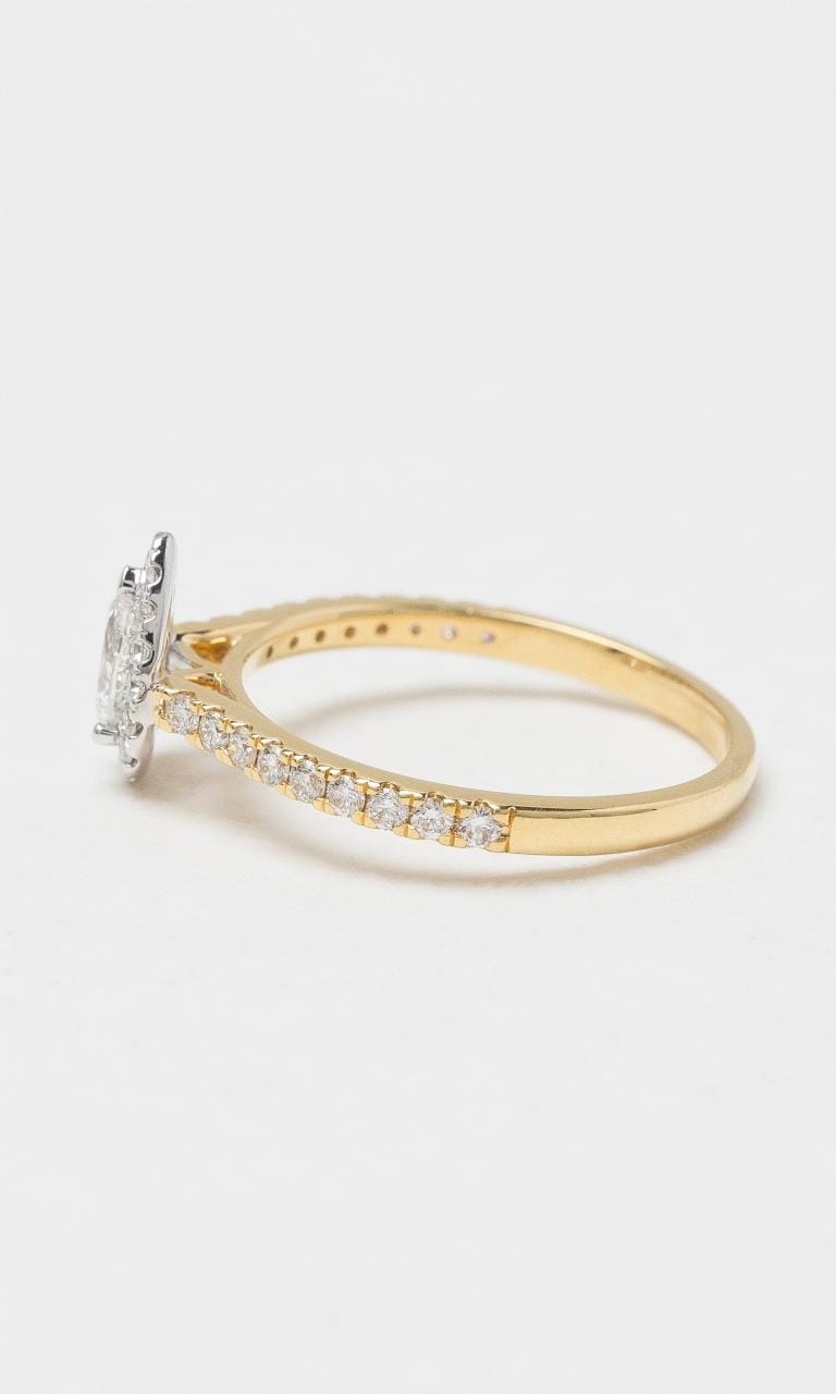 2024 © Hogans Family Jewellers 18K YWG Pear Cut Diamond Halo Style Ring
