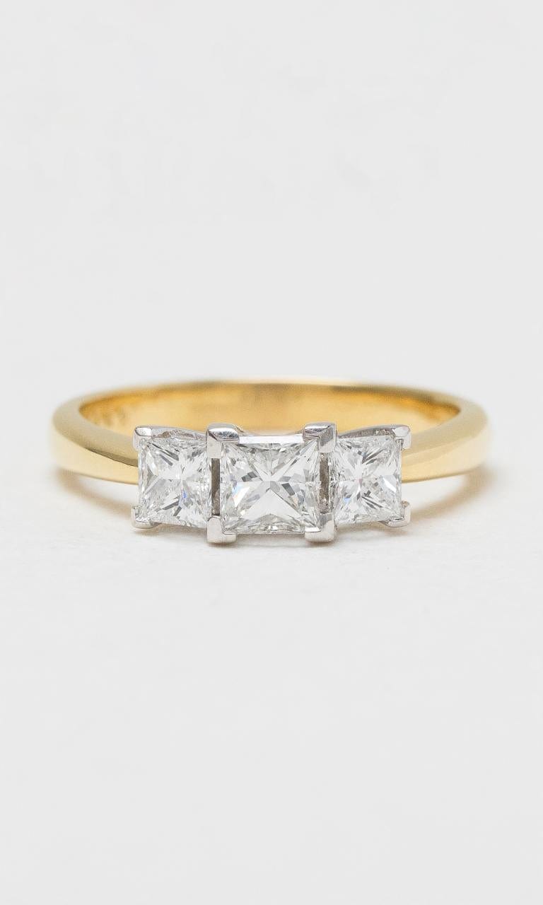18K YWG 1.02ct TDW Princess Cut Trilogy Diamond Ring