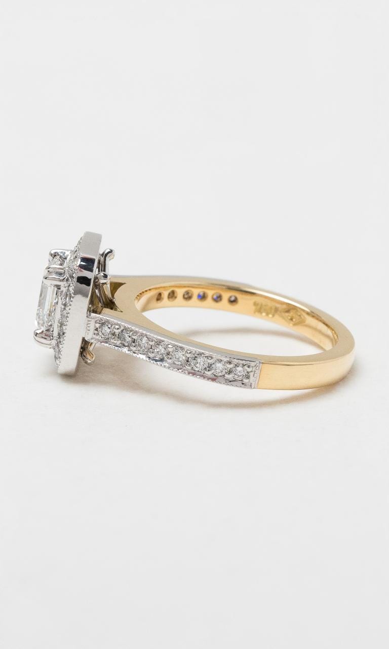 2024 © Hogans Family Jewellers 18K YWG Square Emerald Cut Halo Diamond Ring