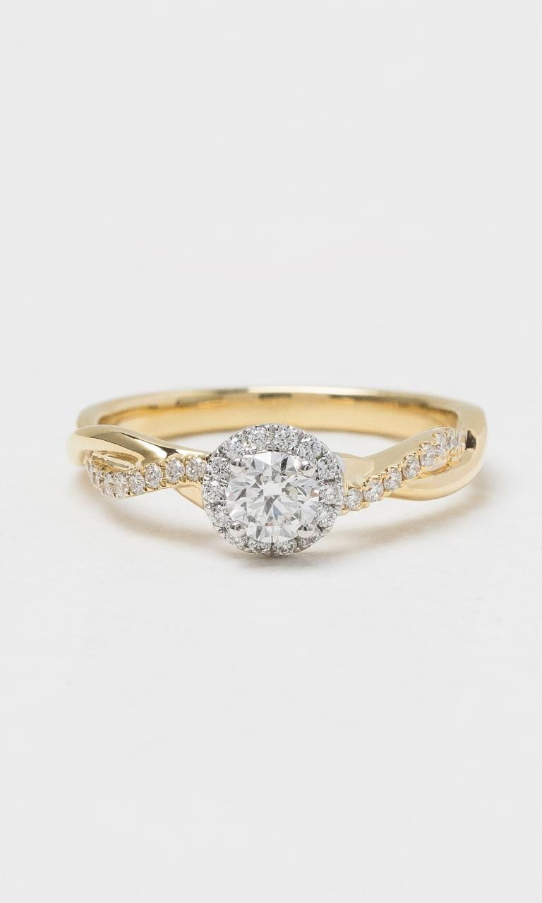 2024 © Hogans Family Jewellers 18K YWG Twist Diamond Halo Ring