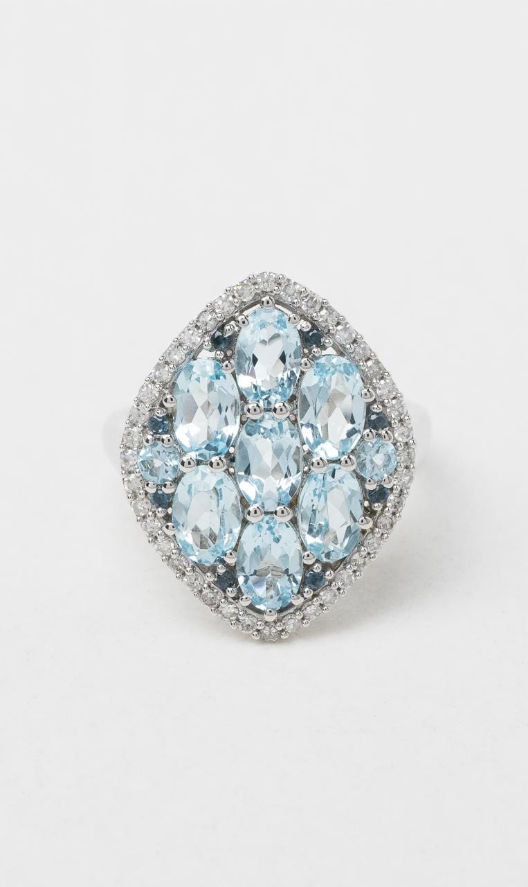 2024 © Hogans Family Jewellers 9K WG Blue Topaz, Sapphire & Diamond Dress Ring