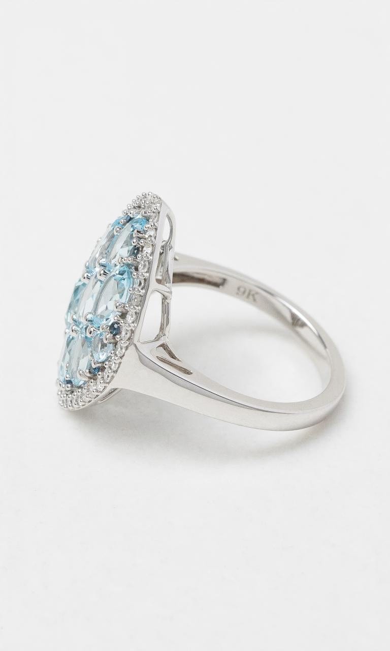 2024 © Hogans Family Jewellers 9K WG Blue Topaz, Sapphire & Diamond Dress Ring