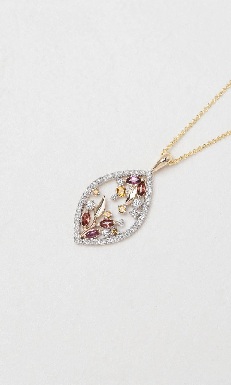 2024 © Hogans Family Jewellers 9K YWG Garnet, Citrine & Diamond Pendant