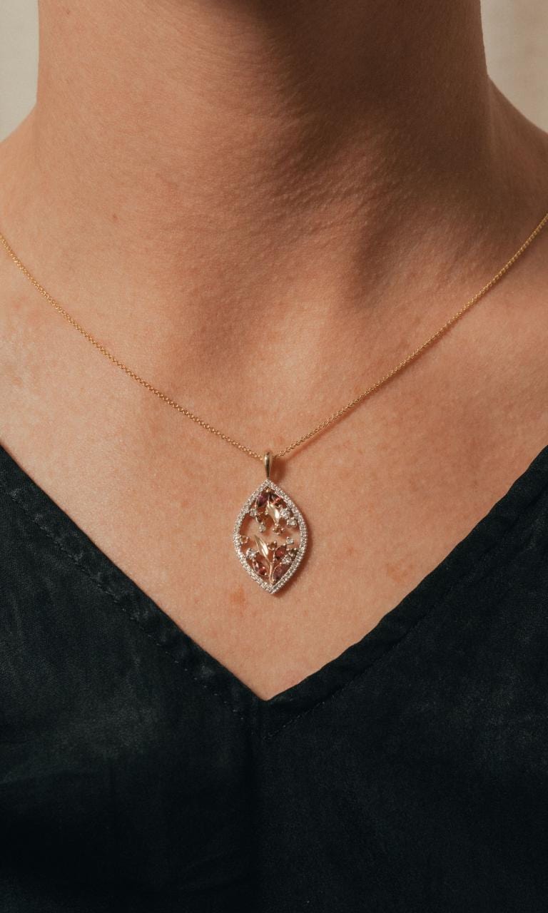 2024 © Hogans Family Jewellers 9K YWG Garnet, Citrine & Diamond Pendant