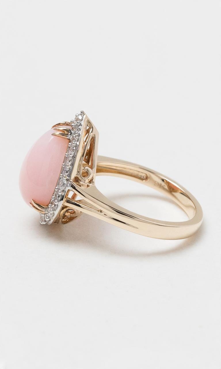 2024 © Hogans Family Jewellers 9K YWG Pink Opal & Diamond Dress Ring