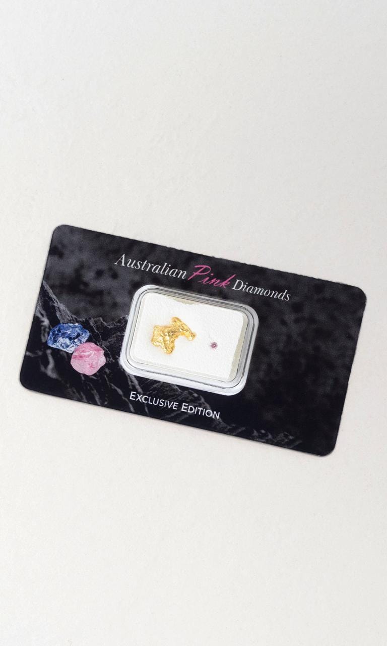 Hogans Family Jewellers 0.018ct Round Brilliant Cut Australian Pink Diamond & Gold Nugget Collector's Edition