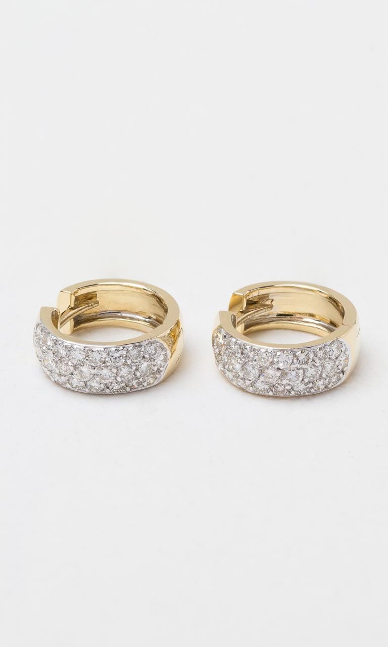 Hogans Family Jewellers 14K YWG 1.12ct TDW Round Brilliant Cut Diamond Huggie Earrings